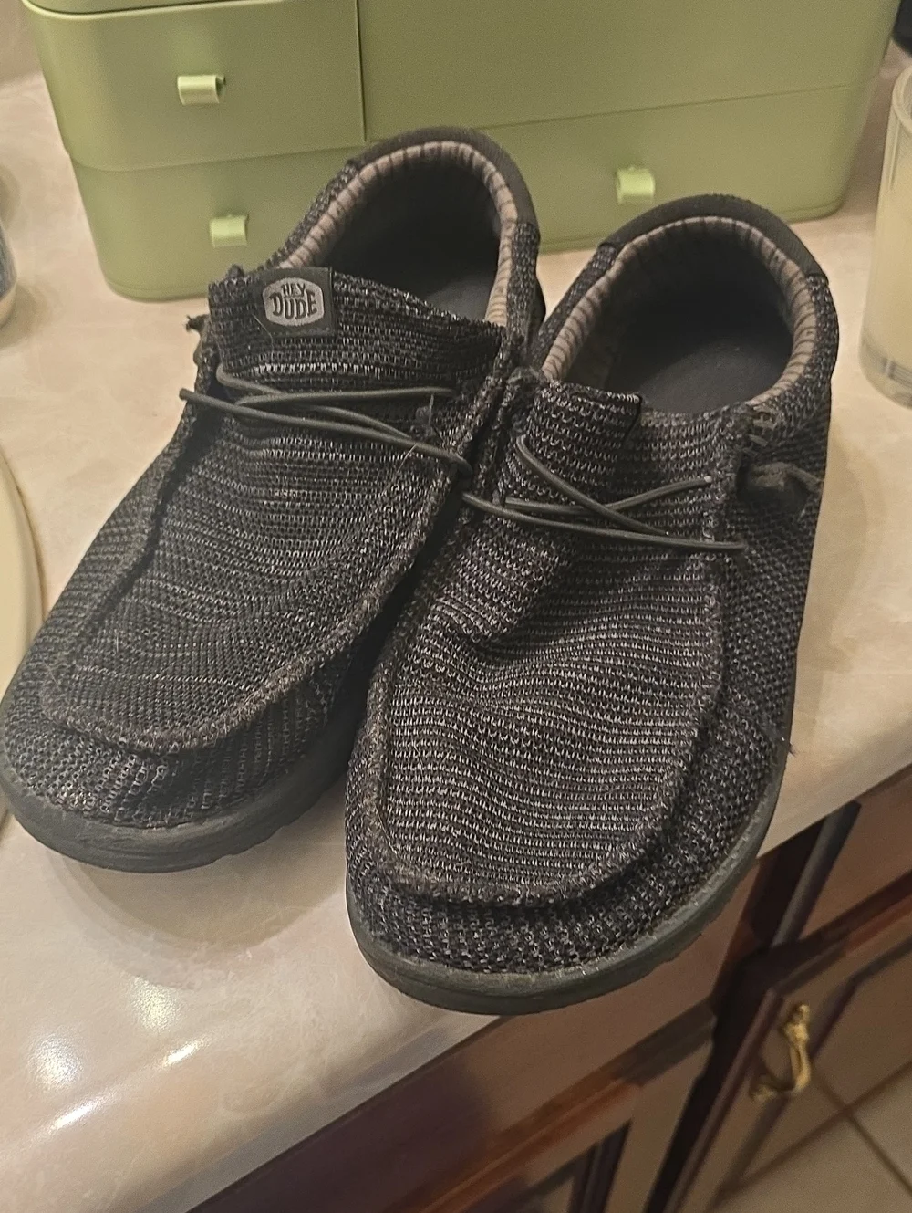 Hey Dude Black Knit Slip-On Loafers - Casual Men's Shoes